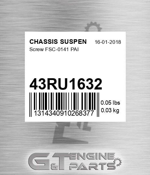 43RU1632 Screw FSC-0141 PAI