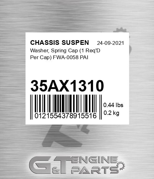 35AX1310 Washer, Spring Cap 1 Req&#039;D Per Cap FWA-0058 PAI