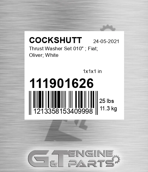 111901626 Thrust Washer Set 010" ; Fiat; Oliver; White