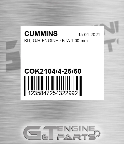 COK2104/4-25/50 KIT, O/H ENGINE 4BTA 1.00 mm