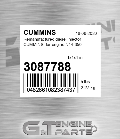 3087788 Remanufactured diesel injector CUMMINS for engine N14-350