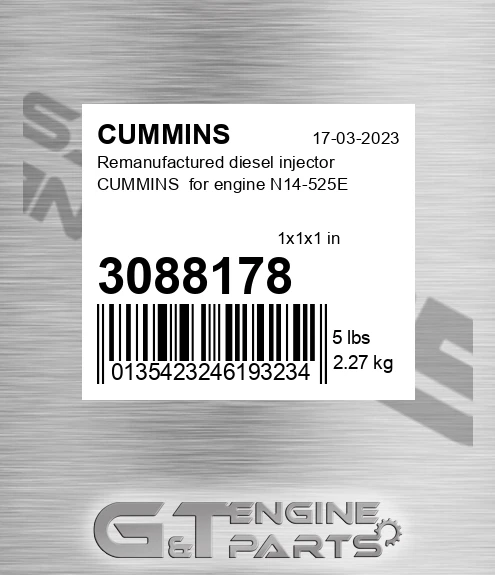 3088178 Remanufactured diesel injector CUMMINS for engine N14-525E
