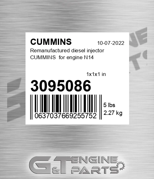 3095086 Remanufactured diesel injector CUMMINS for engine N14