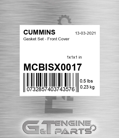 MCBISX0017 Gasket Set - Front Cover