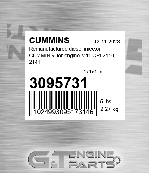 3095731 Remanufactured diesel injector CUMMINS for engine M11 CPL2140, 2141