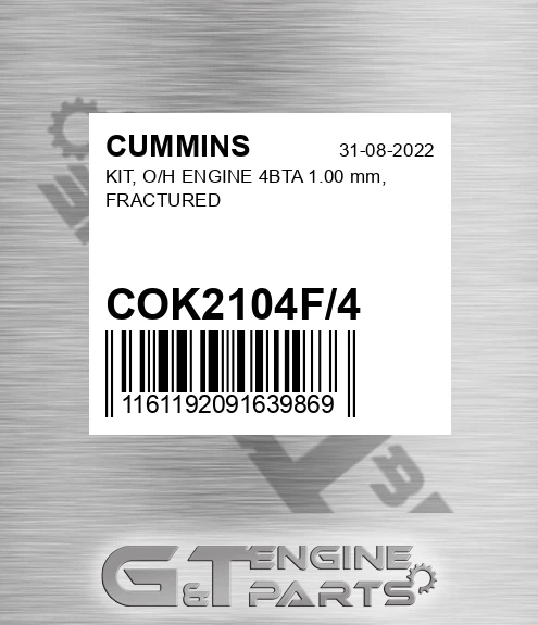 COK2104F/4 KIT, O/H ENGINE 4BTA 1.00 mm, FRACTURED