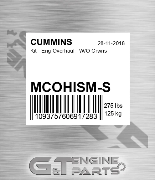 MCOHISM-S Kit - Eng Overhaul - W/O Crwns