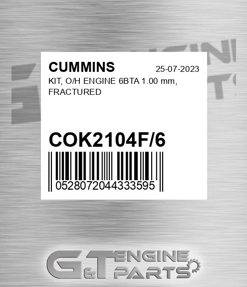 COK2104F/6 KIT, O/H ENGINE 6BTA 1.00 mm, FRACTURED