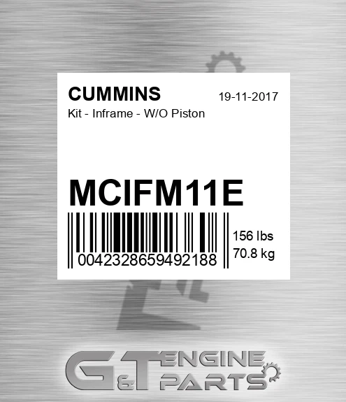 MCIFM11E Kit - Inframe - W/O Piston