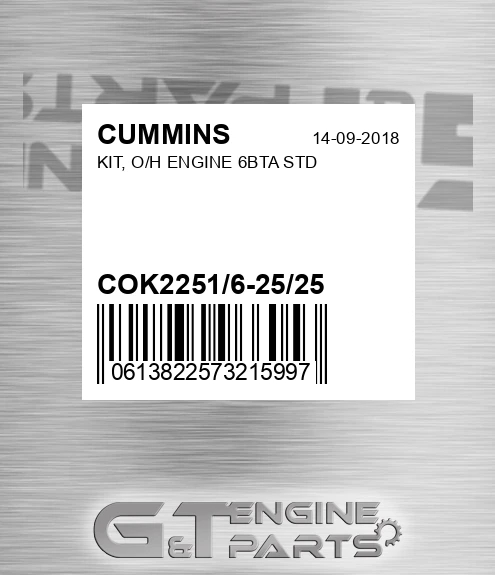 COK2251/6-25/25 KIT, O/H ENGINE 6BTA STD