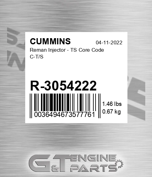 R-3054222 Reman Injector - TS Core Code C-T/S