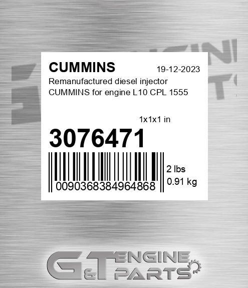 3076471 Remanufactured diesel injector CUMMINS for engine L10 CPL 1555