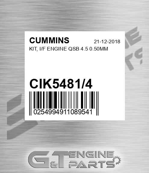 CIK5481/4 KIT, I/F ENGINE QSB 4.5 0.50MM