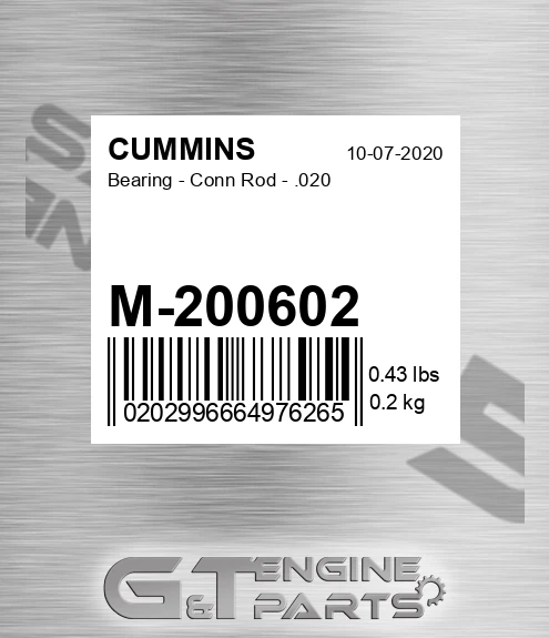 M-200602 Bearing - Conn Rod - .020