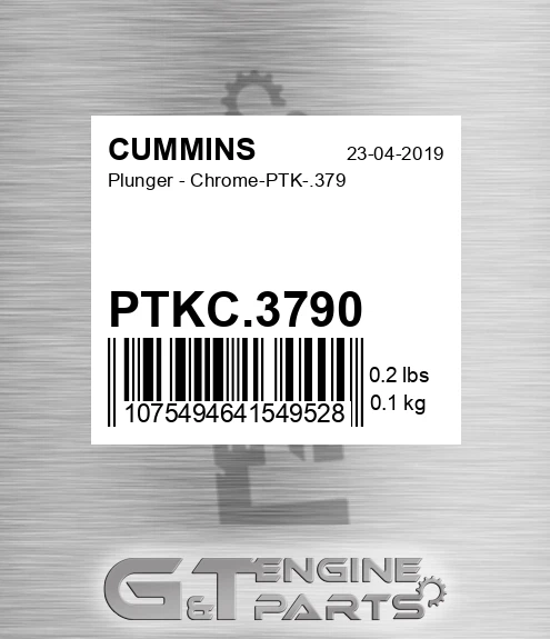 PTKC.3790 Plunger - Chrome-PTK-.379