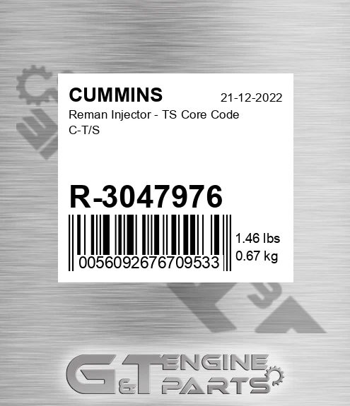 R-3047976 Reman Injector - TS Core Code C-T/S