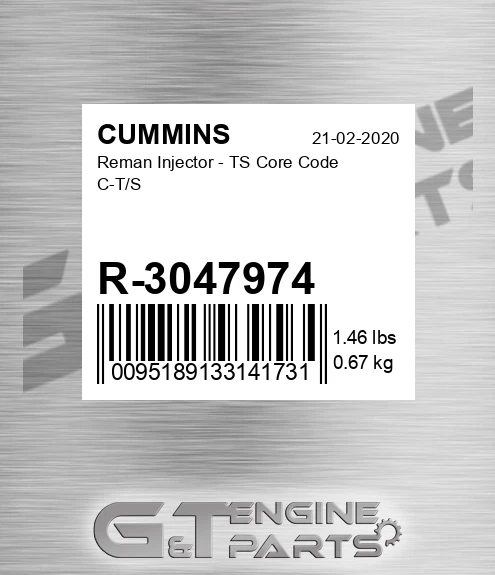 R-3047974 Reman Injector - TS Core Code C-T/S