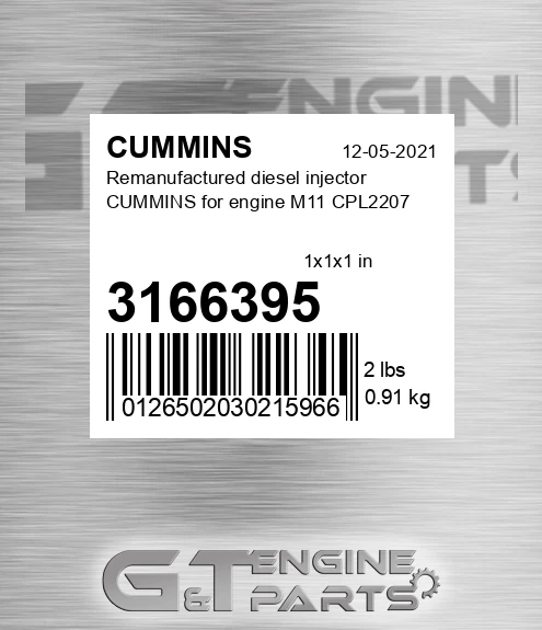 3166395 Remanufactured diesel injector CUMMINS for engine M11 CPL2207