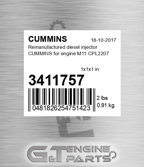3411757 Remanufactured diesel injector CUMMINS for engine M11 CPL2207