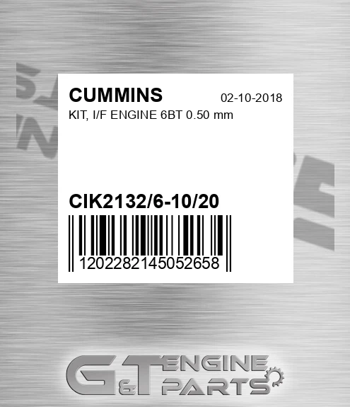 CIK2132/6-10/20 KIT, I/F ENGINE 6BT 0.50 mm