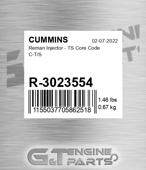 R-3023554 Reman Injector - TS Core Code C-T/S