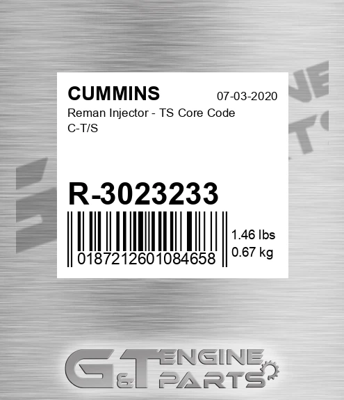 R-3023233 Reman Injector - TS Core Code C-T/S