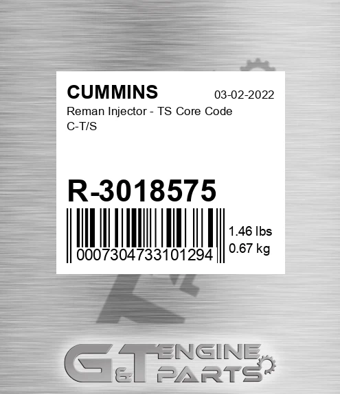 R-3018575 Reman Injector - TS Core Code C-T/S