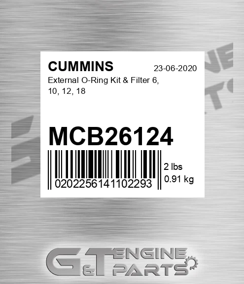 MCB26124 External O-Ring Kit & Filter 6, 10, 12, 18