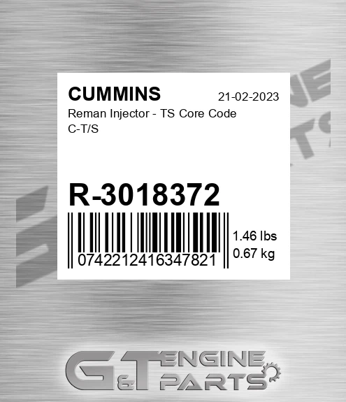 R-3018372 Reman Injector - TS Core Code C-T/S