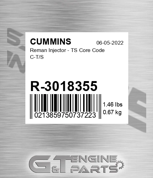 R-3018355 Reman Injector - TS Core Code C-T/S