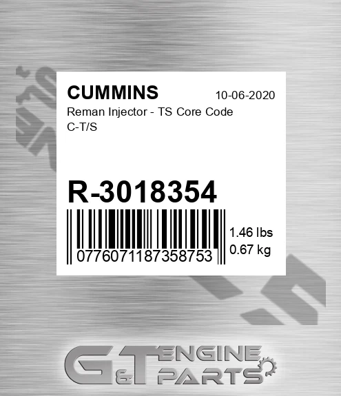 R-3018354 Reman Injector - TS Core Code C-T/S
