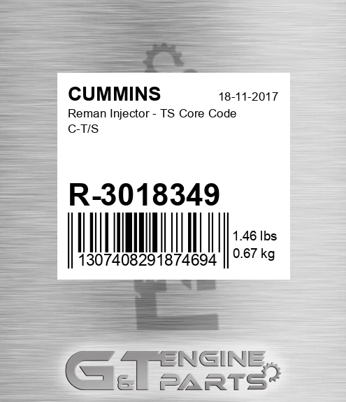 R-3018349 Reman Injector - TS Core Code C-T/S