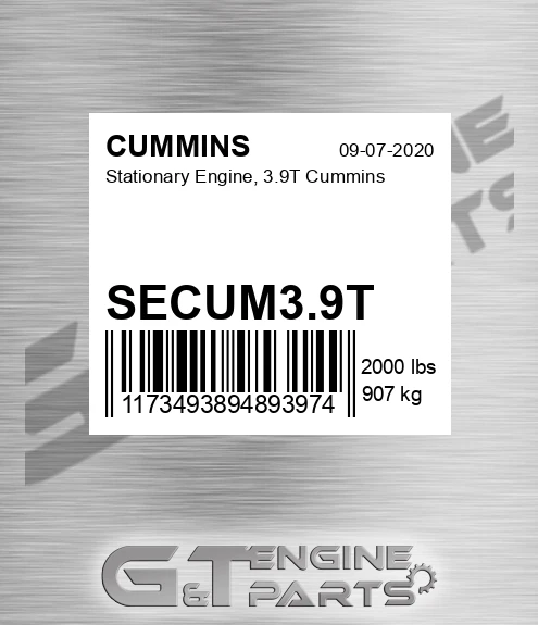 SECUM3.9T Stationary Engine, 3.9T