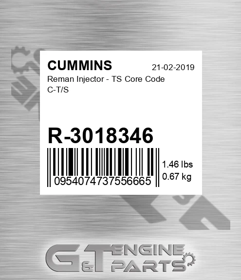 R-3018346 Reman Injector - TS Core Code C-T/S
