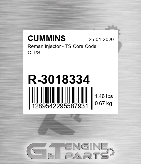 R-3018334 Reman Injector - TS Core Code C-T/S
