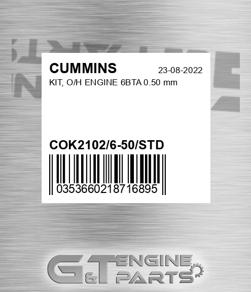 COK2102/6-50/STD KIT, O/H ENGINE 6BTA 0.50 mm