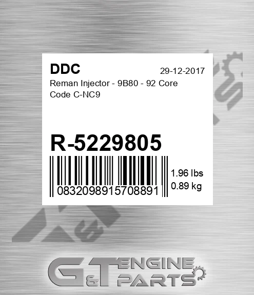 R-5229805 Reman Injector - 9B80 - 92 Core Code C-NC9