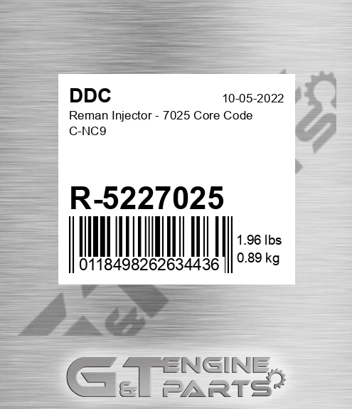 R-5227025 Reman Injector - 7025 Core Code C-NC9