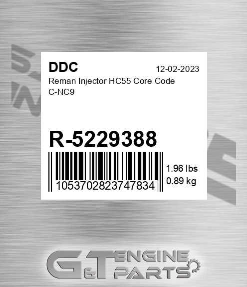 R-5229388 Reman Injector HC55 Core Code C-NC9
