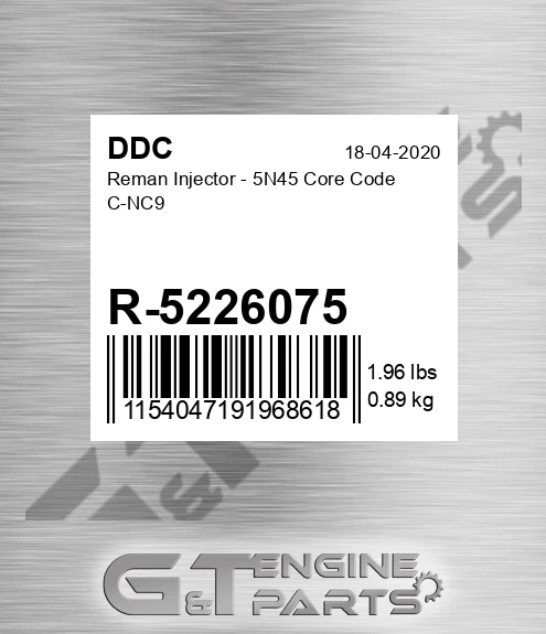 R-5226075 Reman Injector - 5N45 Core Code C-NC9