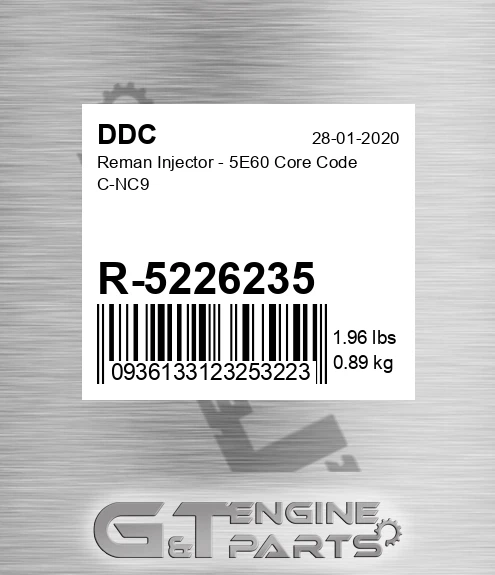 R-5226235 Reman Injector - 5E60 Core Code C-NC9