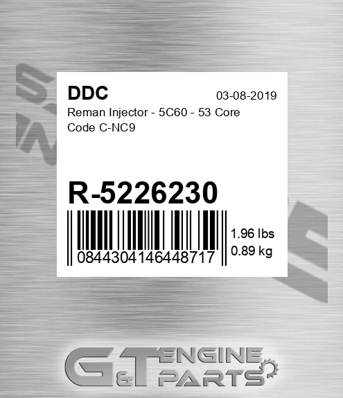 R-5226230 Reman Injector - 5C60 - 53 Core Code C-NC9