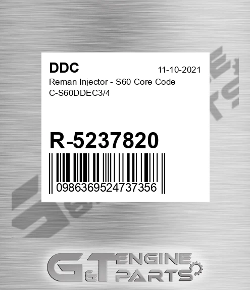 R-5237820 Reman Injector - S60 Core Code C-S60DDEC3/4