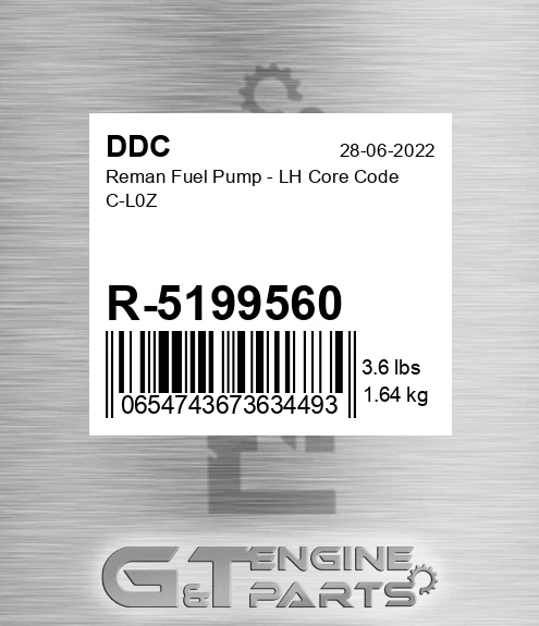R-5199560 Reman Fuel Pump - LH Core Code C-L0Z
