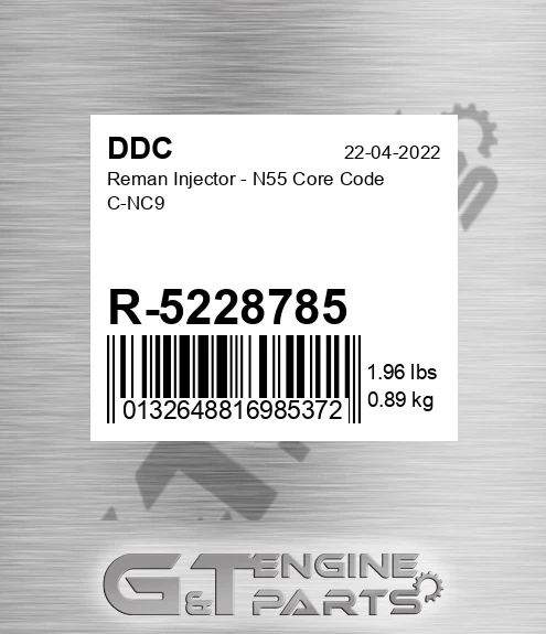 R-5228785 Reman Injector - N55 Core Code C-NC9