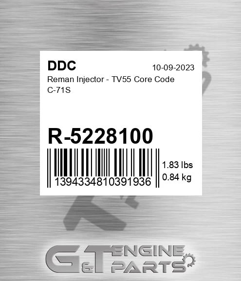 R-5228100 Reman Injector - TV55 Core Code C-71S