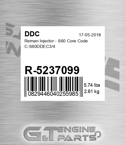 R-5237099 Reman Injector - S60 Core Code C-S60DDEC3/4