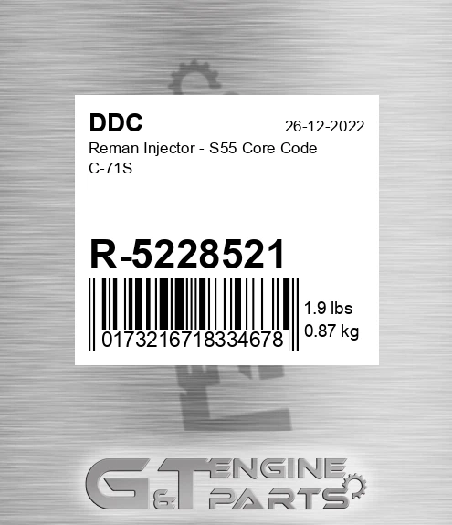 R-5228521 Reman Injector - S55 Core Code C-71S