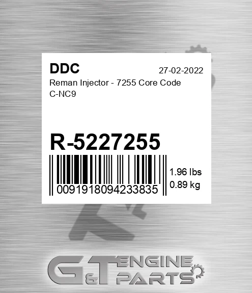 R-5227255 Reman Injector - 7255 Core Code C-NC9