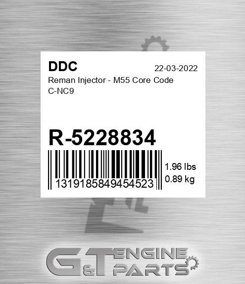 R-5228834 Reman Injector - M55 Core Code C-NC9